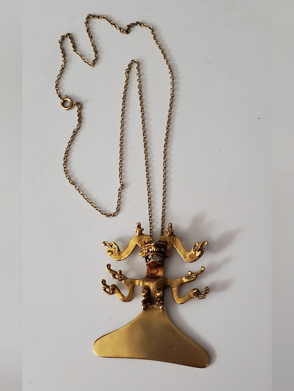 Vintage 60's ALVA Museum Replica Pre Columbian Tribal 6 Arm Spirit Necklace